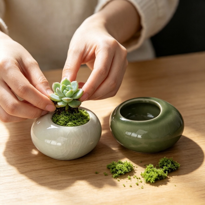 미니 아이스크랙 글레이즈드 화분, 창의적인 다육식물 화 - Bonsai Gardenia 리뷰 및 가격