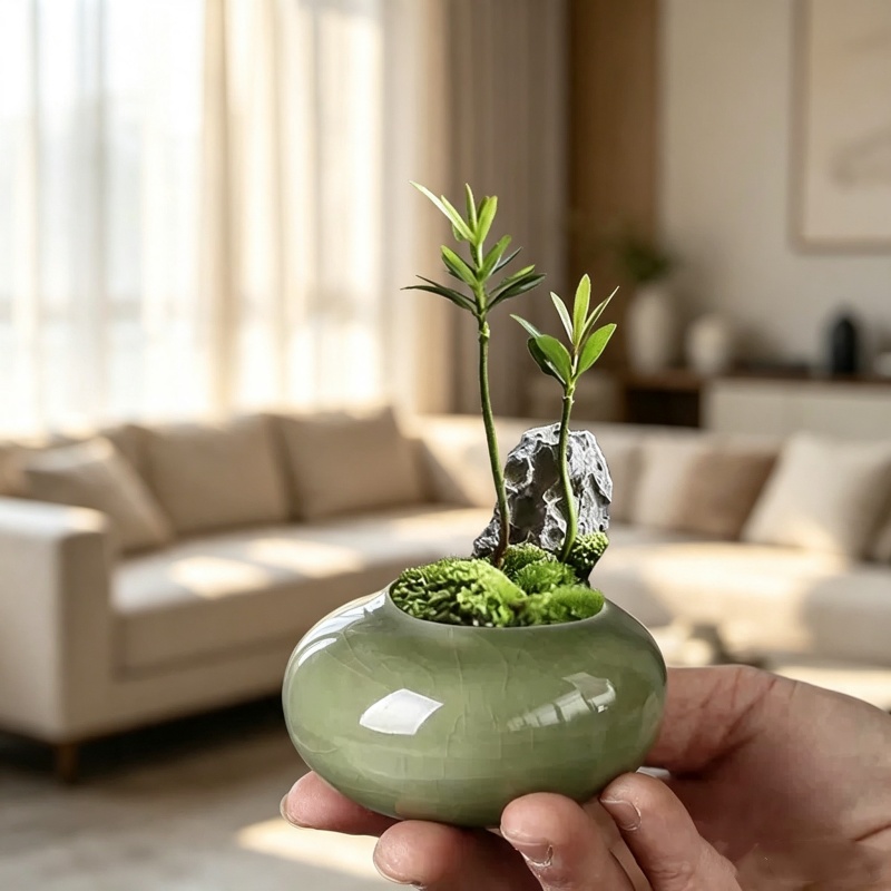 미니 아이스크랙 글레이즈드 화분, 창의적인 다육식물 화 - Bonsai Gardenia 리뷰 및 가격