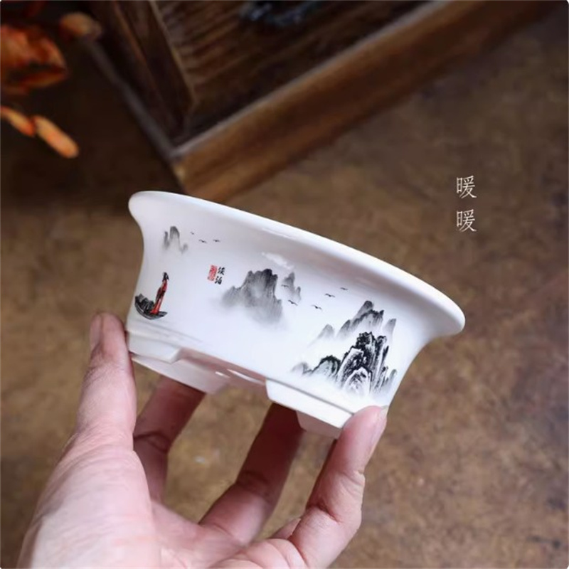 도자기 흰색 타원형 분재 냄비, 미니 냄비, 원형, 작 - Bonsai Gardenia 리뷰 및 가격